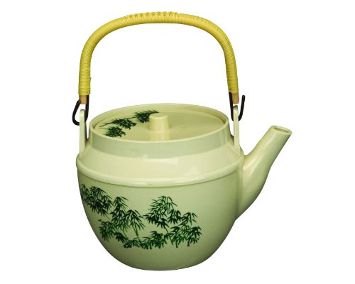 White and Green Bamboo Tea Pot