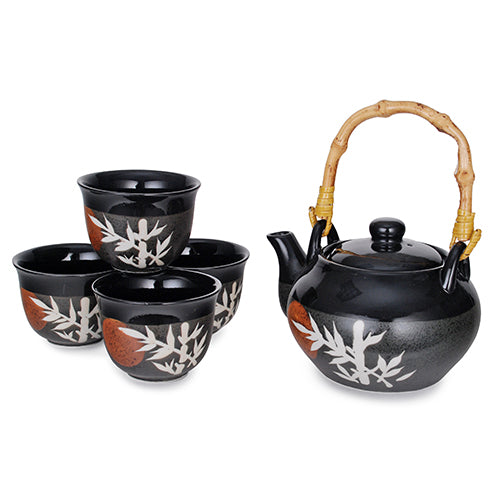 Black Tea Set with Bamboo Design - 4 cups